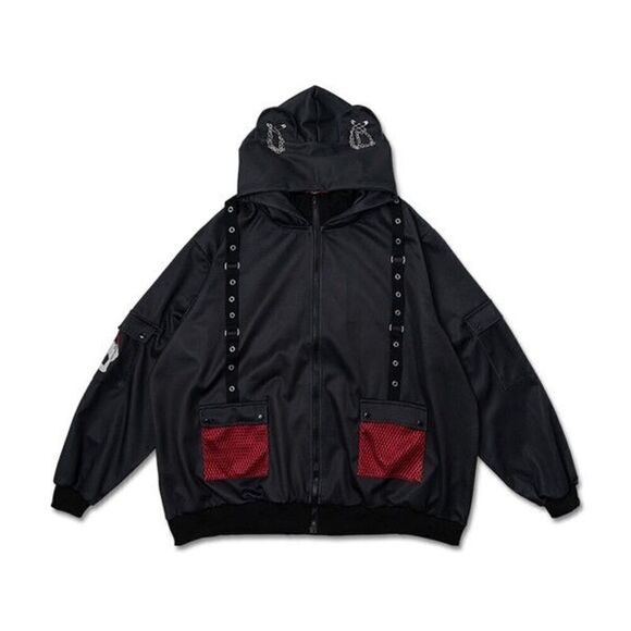 Gloomy Bear Emo Rave Punk Black Oversized Mesh Jacket XL - Picture 1 of 2
